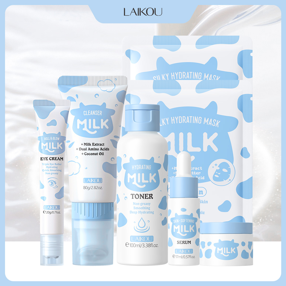 Skincare Glow Glowing - LAIKOU 6Pcs Set Perawatan Kulit Susu